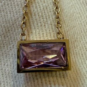 Genuine Amethyst gemstone on gold chain